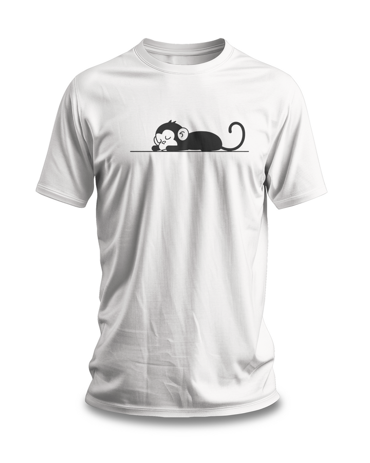 Sleeping Monkey T-shirt | Minimalist Animal Art | Fun and Casual Graphic Tee