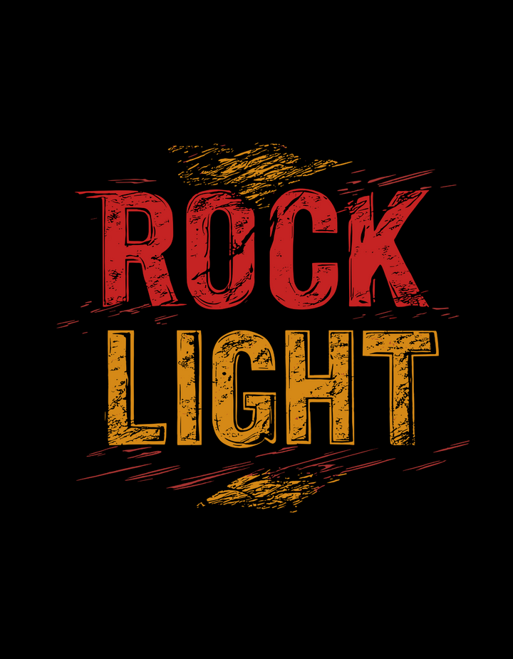 Rock Light T-Shirt | Black Cotton Tee with Distressed Red and White Text Design | Stylish and Comfortable Unisex Shirt