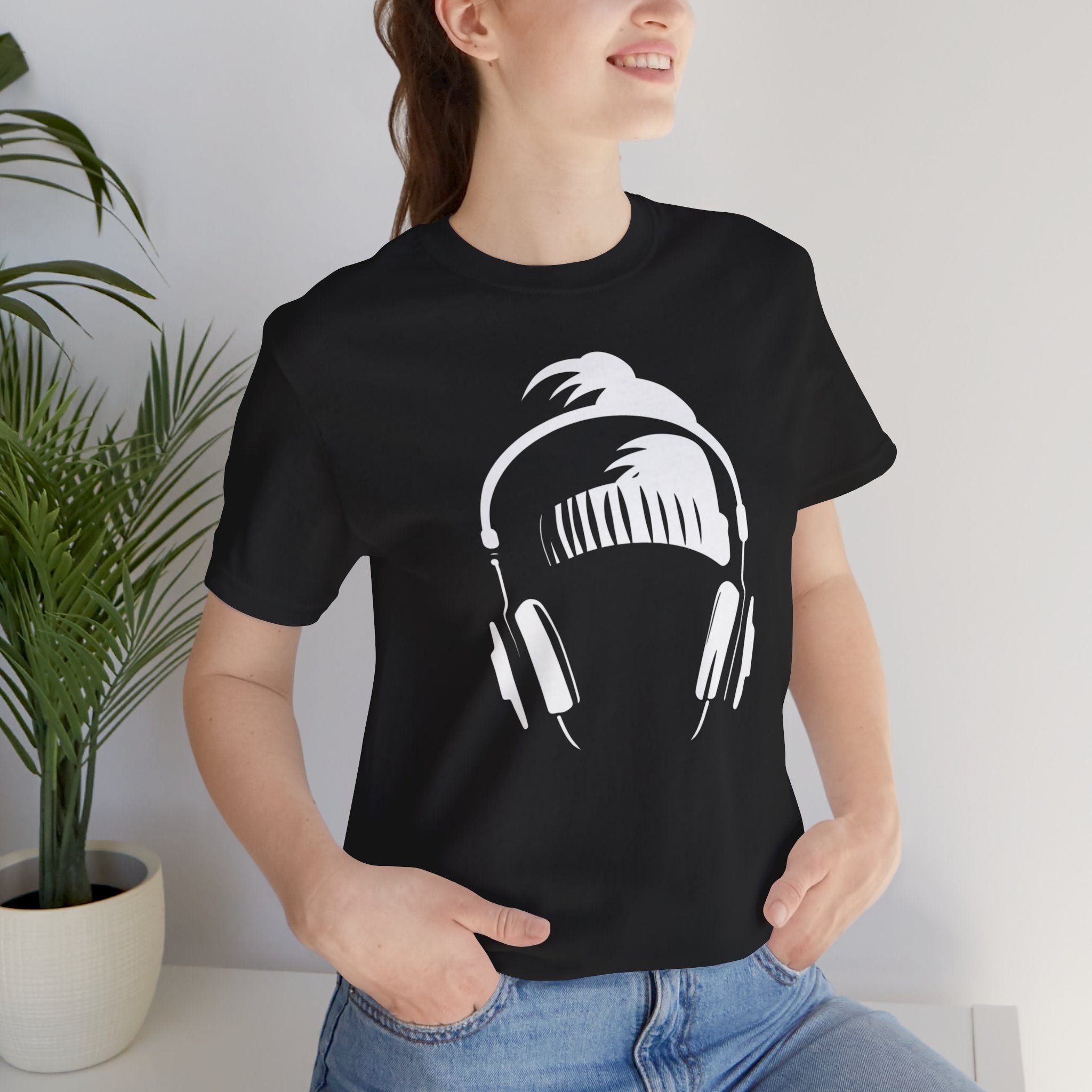 Lo-fi girl with headphones minimalist shirt