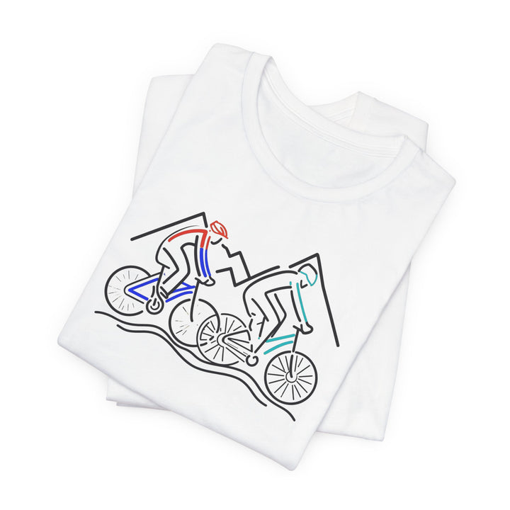 Mountain Biking T-Shirt | Line Art Cyclist Tee | Adventure Cycling Shirt | Minimalist Bike Design | Perfect Gift for Biking Enthusiasts