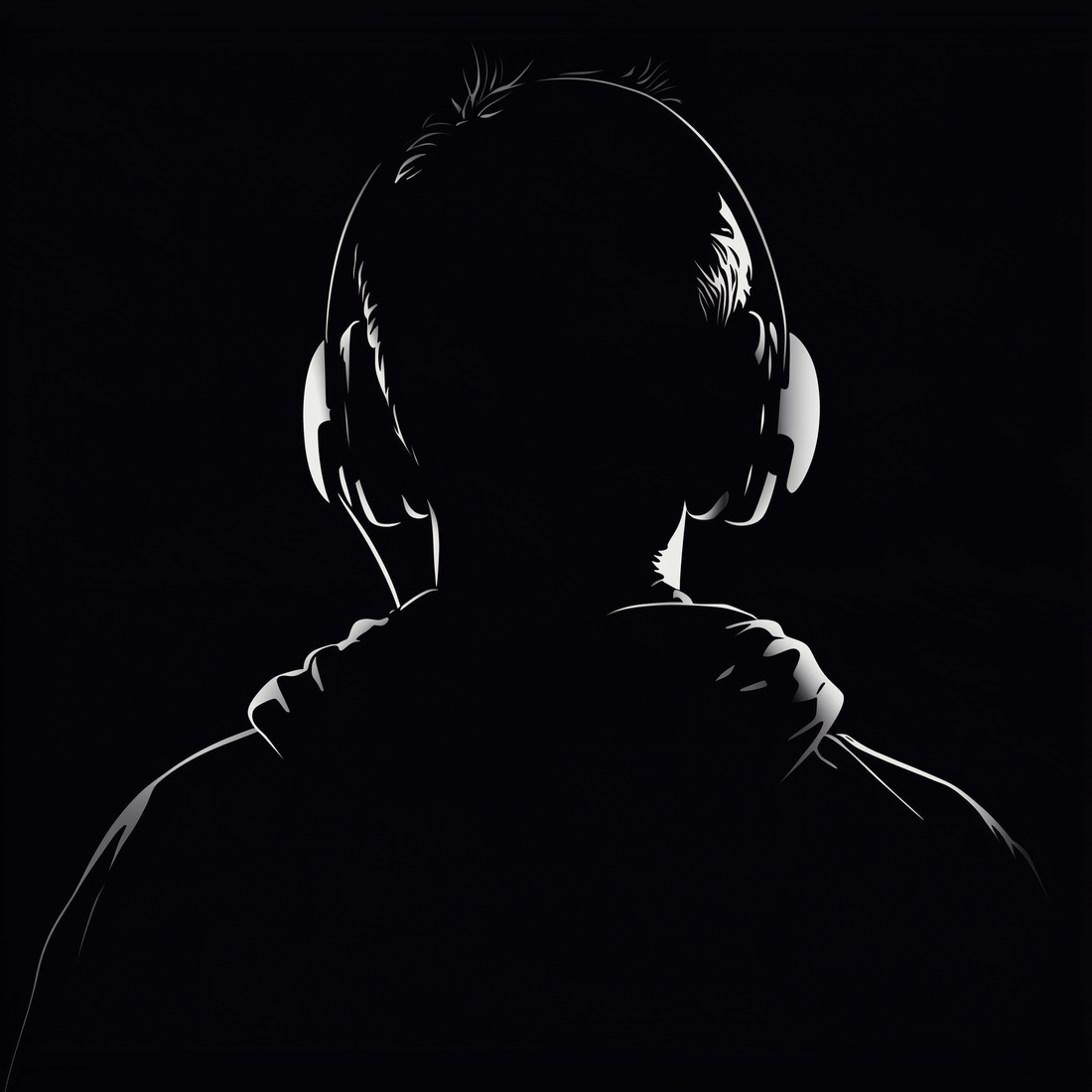 Silhouette Music Lover T-Shirt | Black Cotton Tee with Minimalist Headphones Design | Stylish Unisex Graphic Shirt