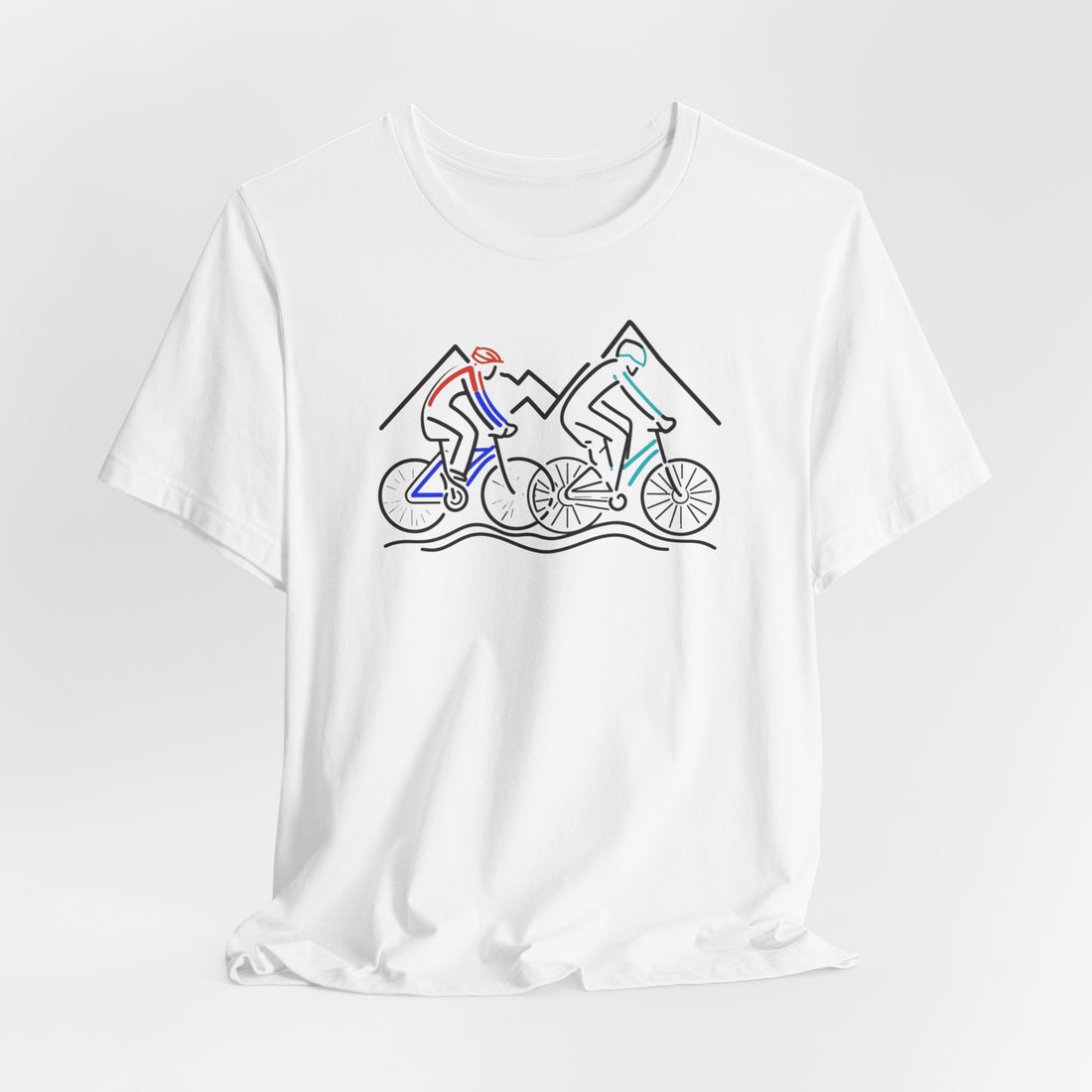 Mountain Biking T-Shirt | Line Art Cyclist Tee | Adventure Cycling Shirt | Minimalist Bike Design | Perfect Gift for Biking Enthusiasts