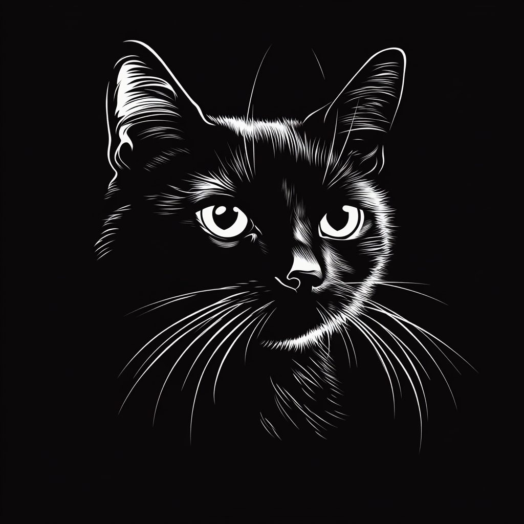 Black Cat Graphic T-Shirt | Artistic Cat Head Design on Black Cotton Tee | Comfortable and Stylish Unisex Shirt for Men and Women