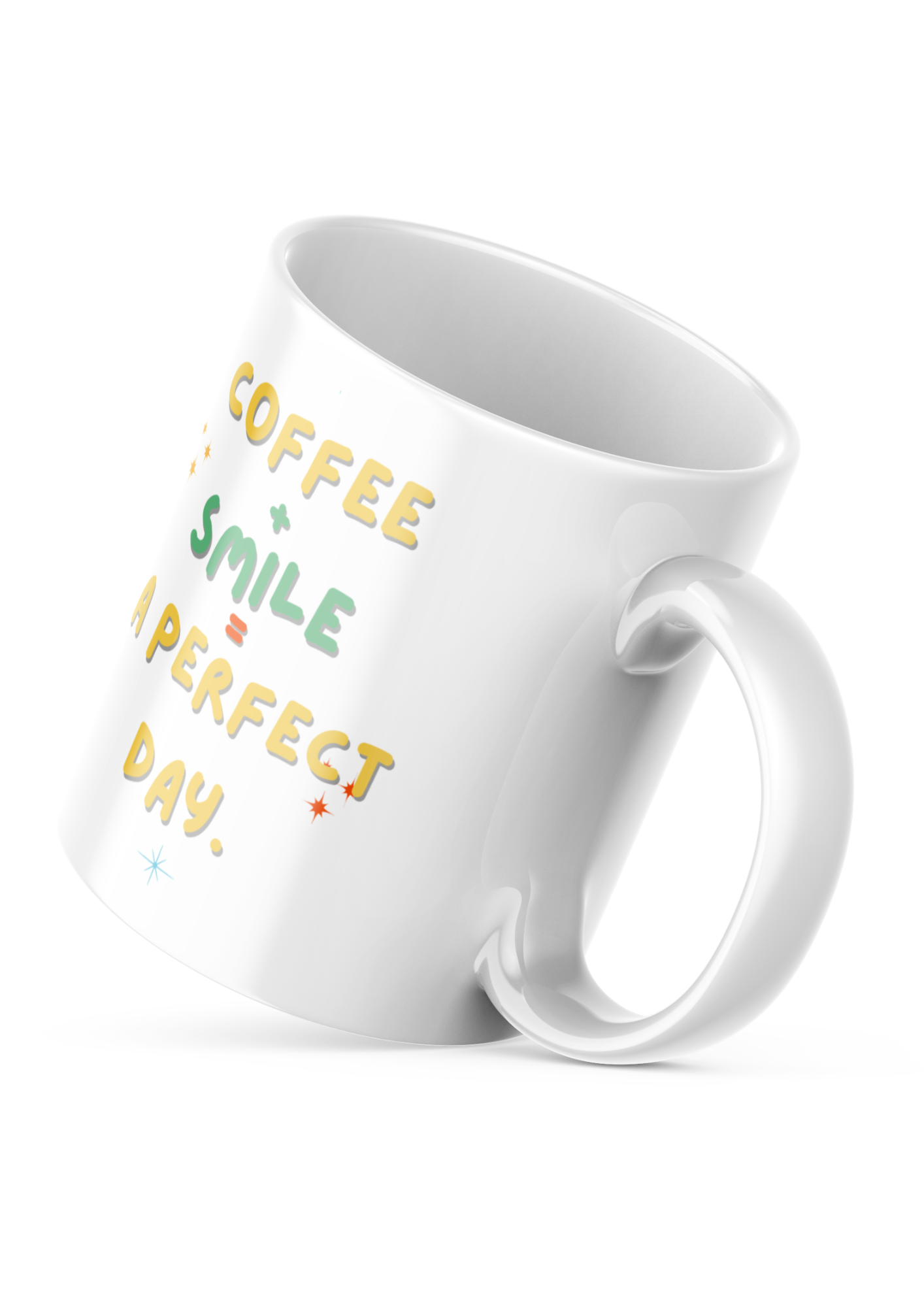 Coffee and Smile mug with motivational quote – perfect day ceramic cup