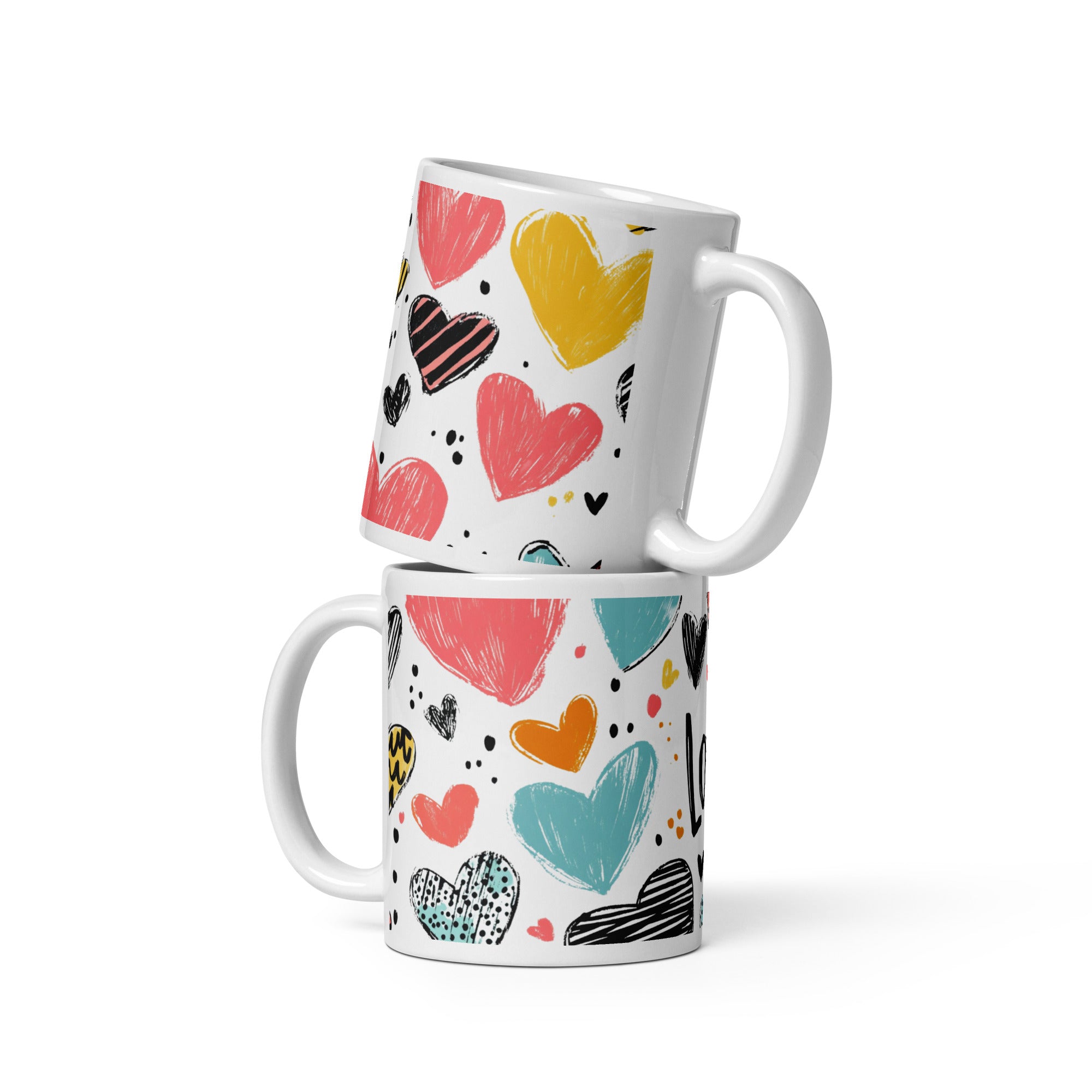  Colorful Hearts Mug in microwave, dishwasher and microwave safe illustration