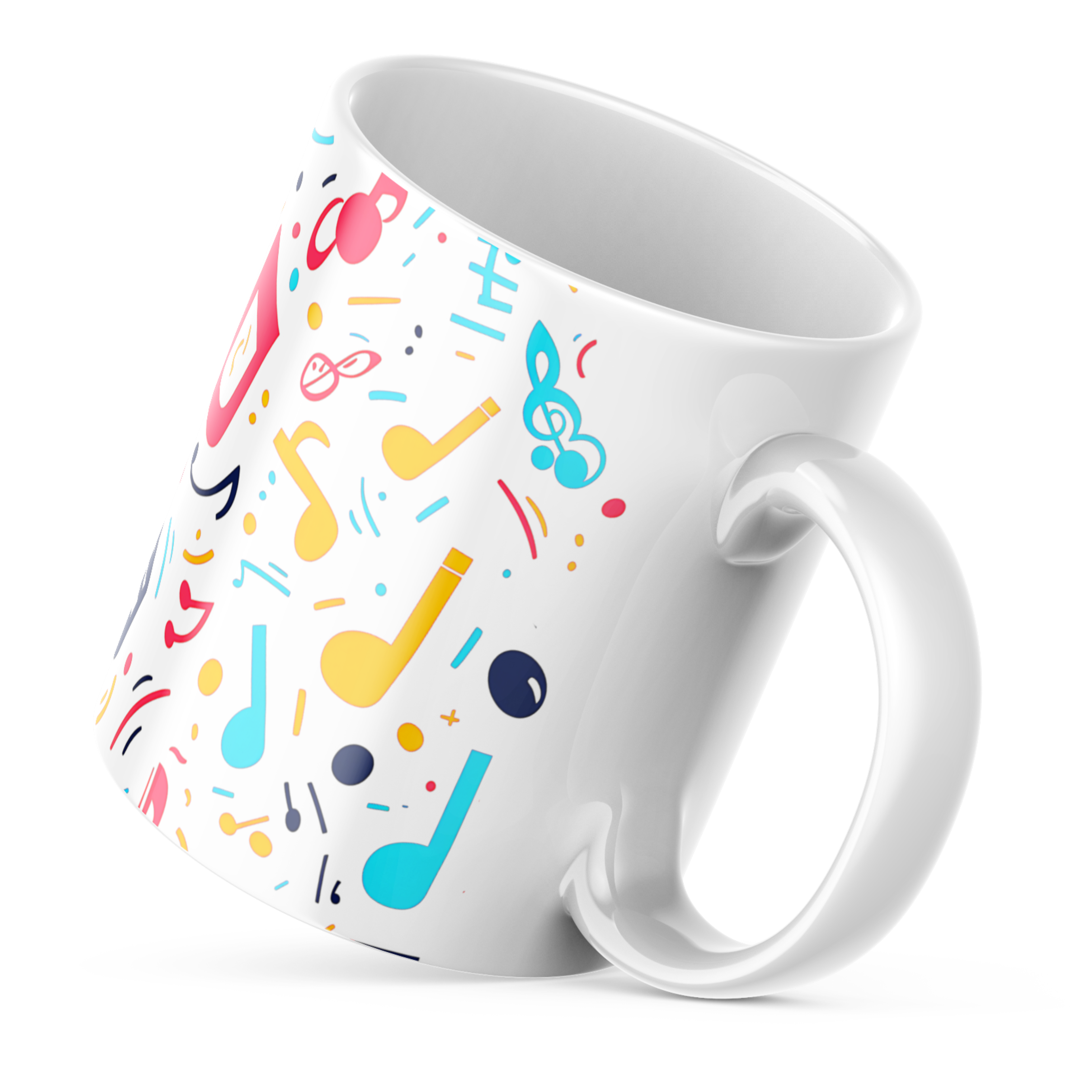 Colourful music notes mug for coffee or tea lovers