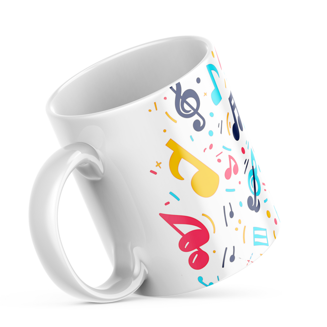 Colourful music notes mug for coffee or tea lovers