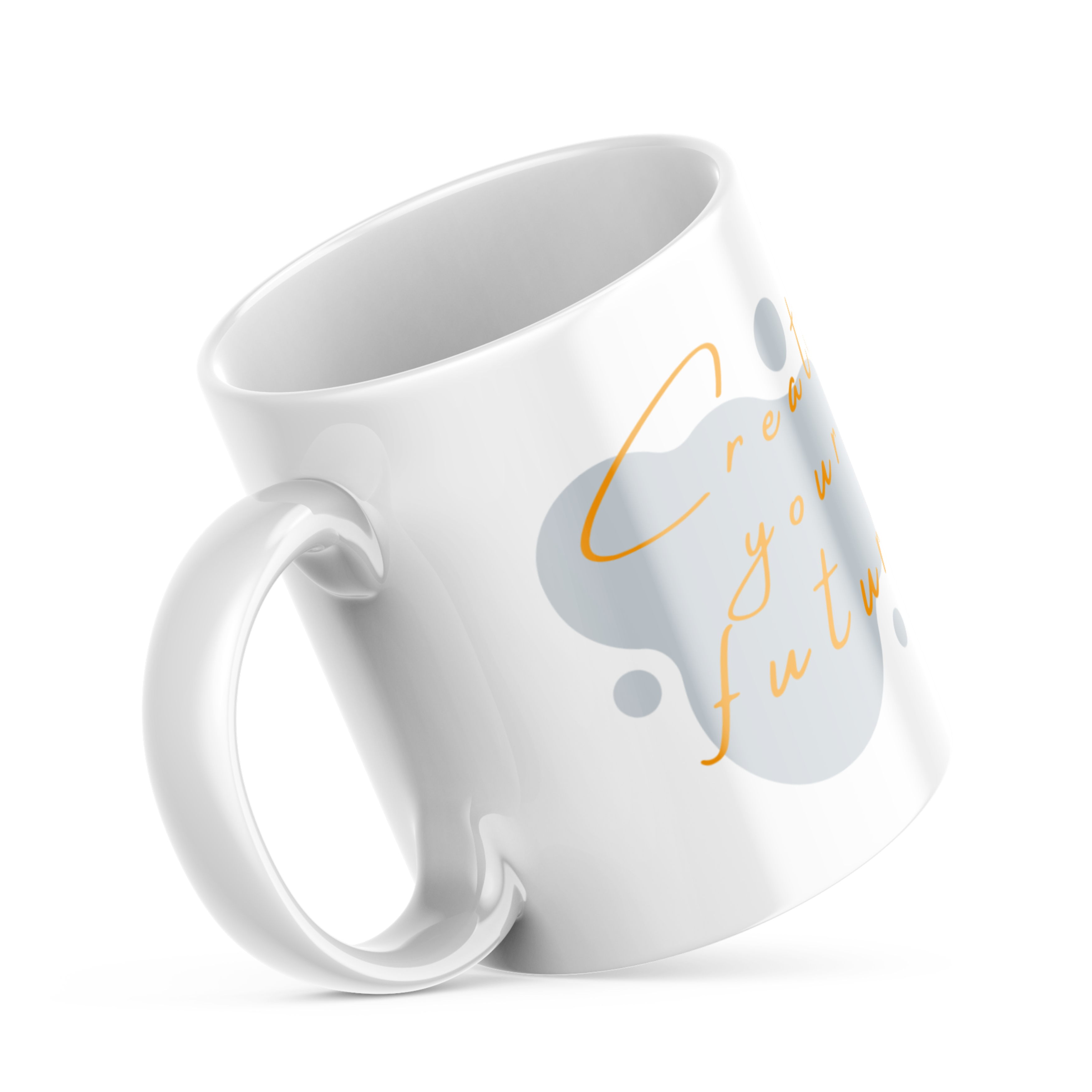 Abstract art mug with “Create Your Future” motivational quote