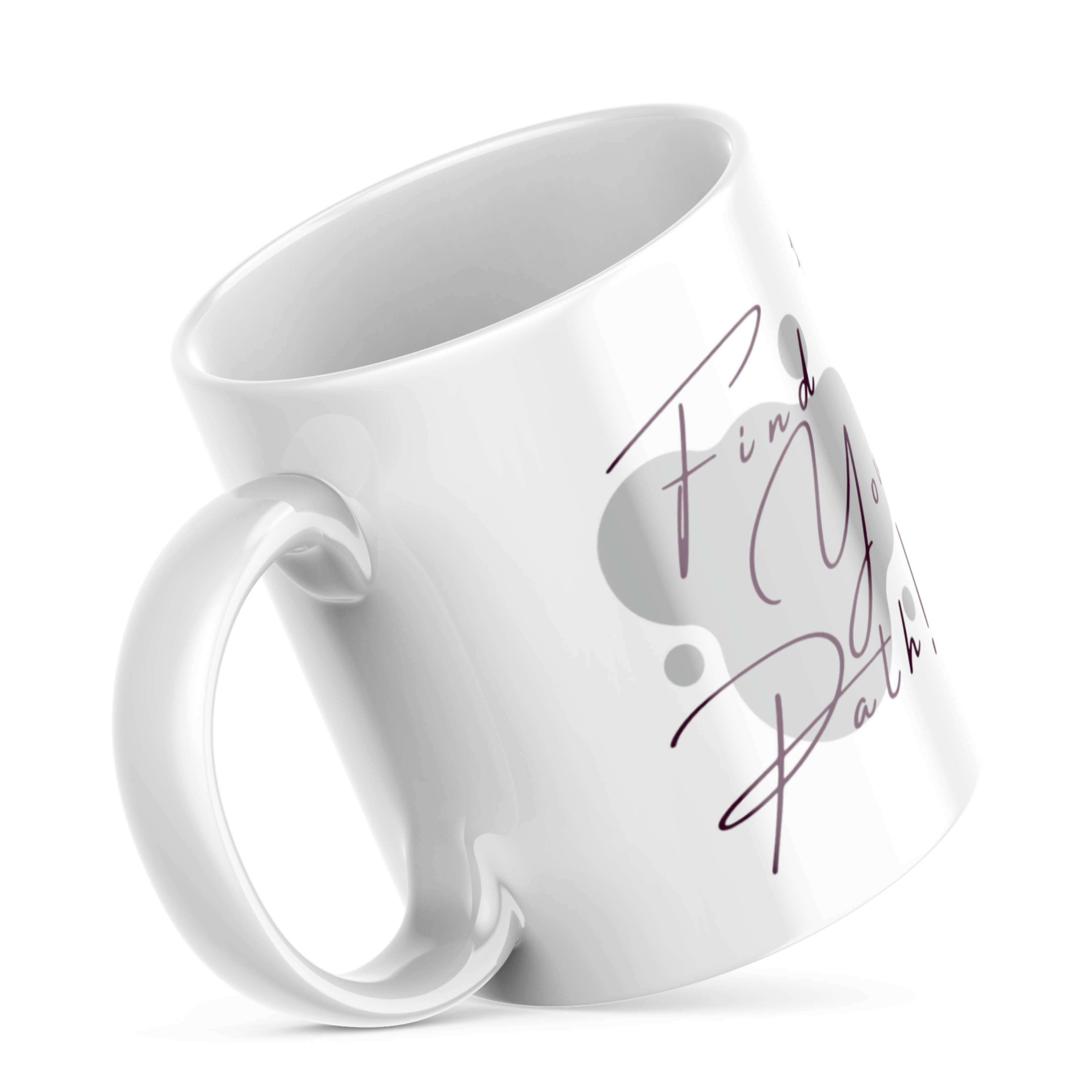 White ceramic hiking mug with Find Your Path motivational quote