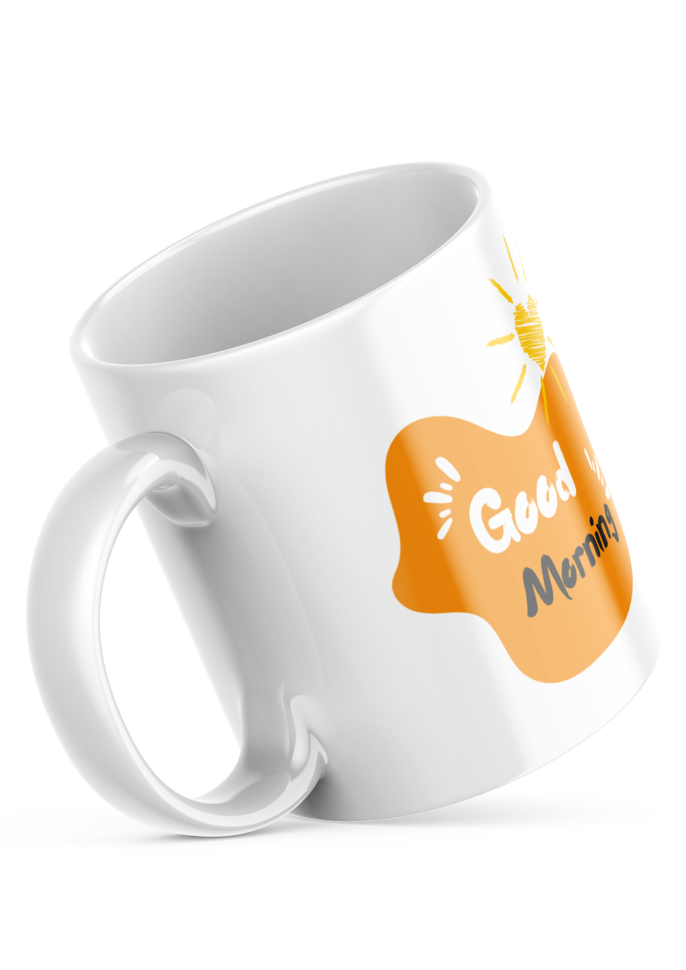 Good Morning adventure mug with a mountain sunrise illustration, an 11oz ceramic coffee cup gift for hikers and nature lovers.