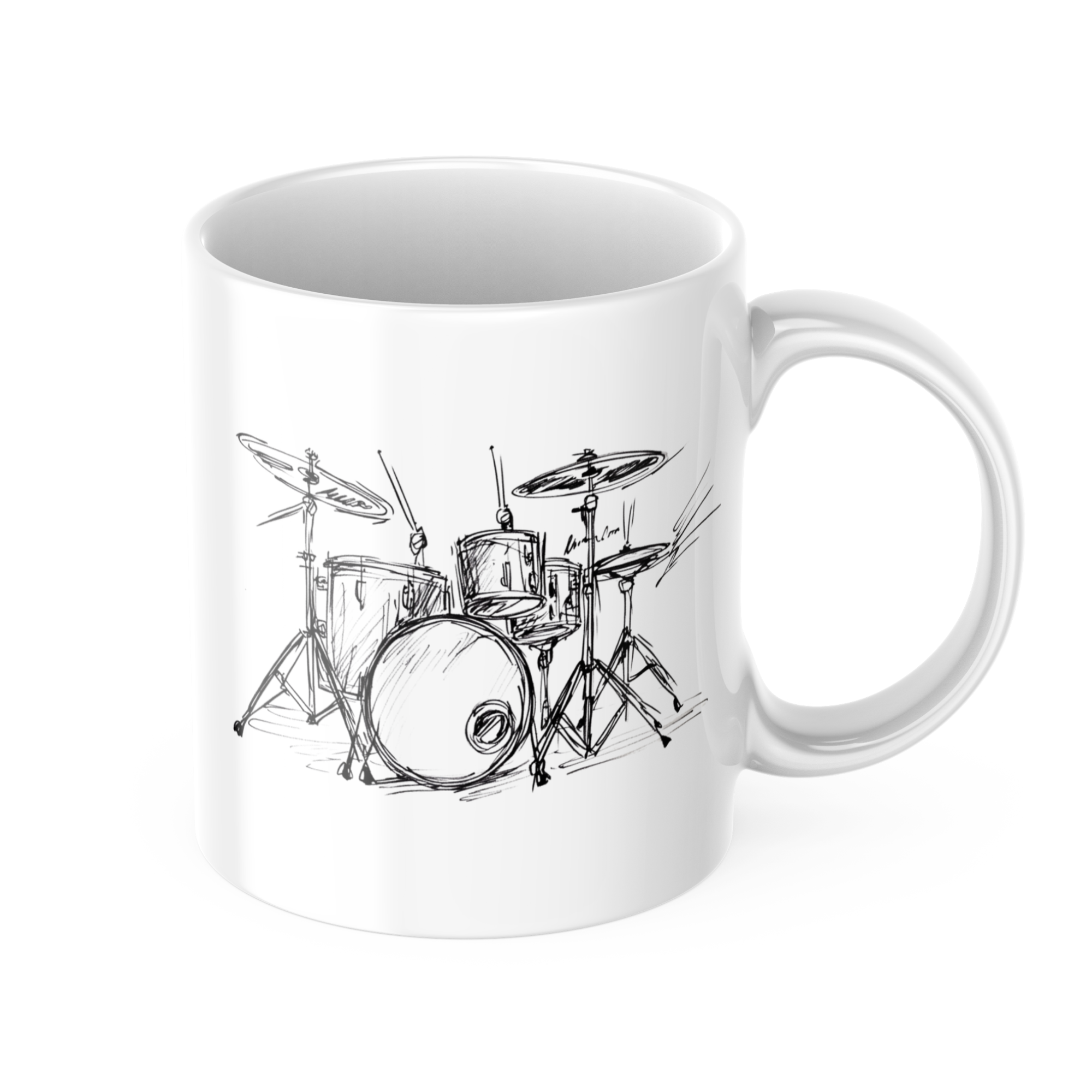  Ceramic mug with black treble clef and notes, perfect for musicians