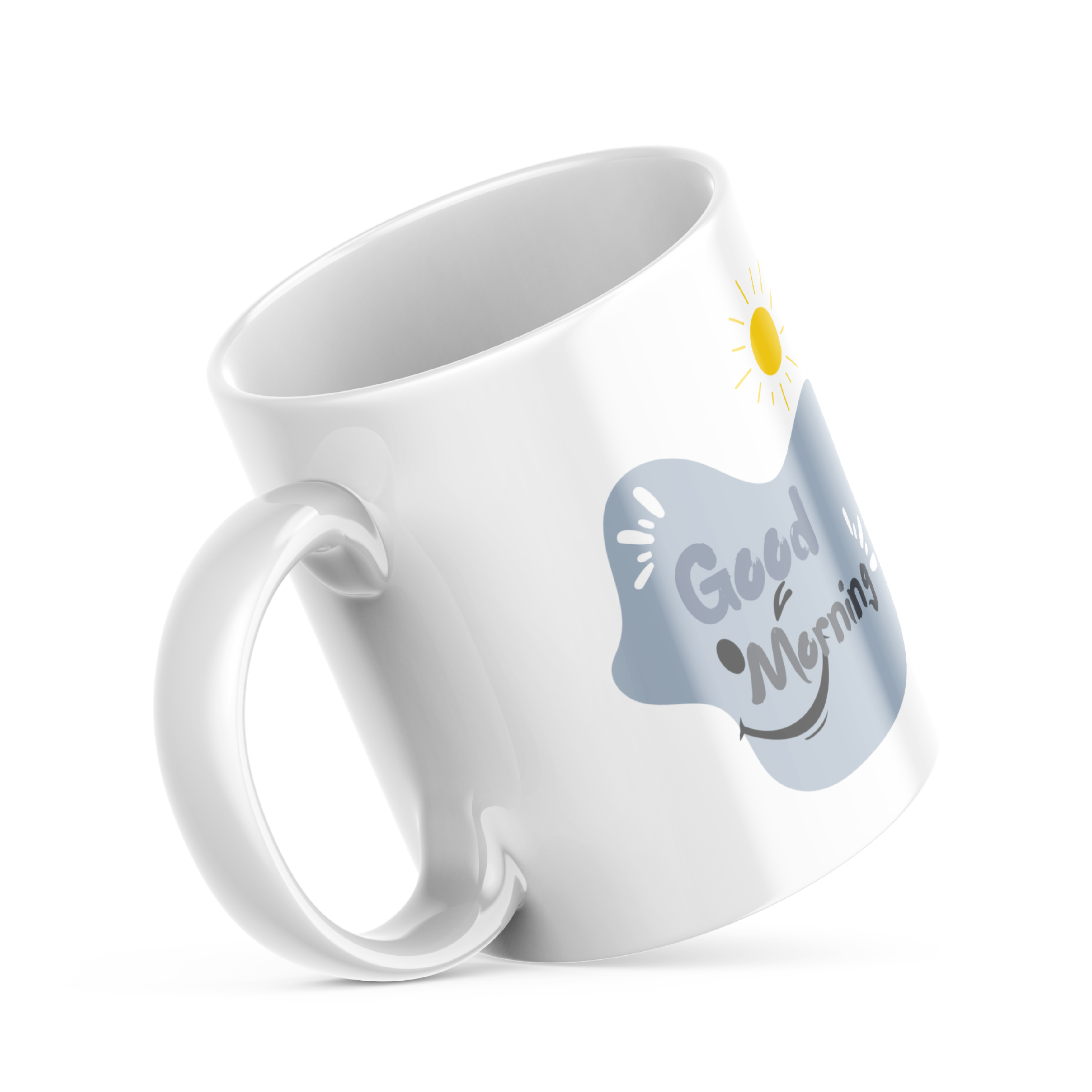 Good Morning Smile Mug 11oz, cute smiling face, ceramic coffee cup