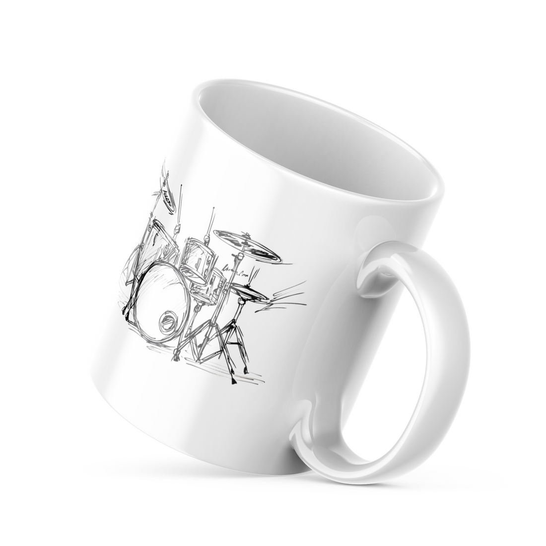 Side view, treble clef coffee mug with musical motif