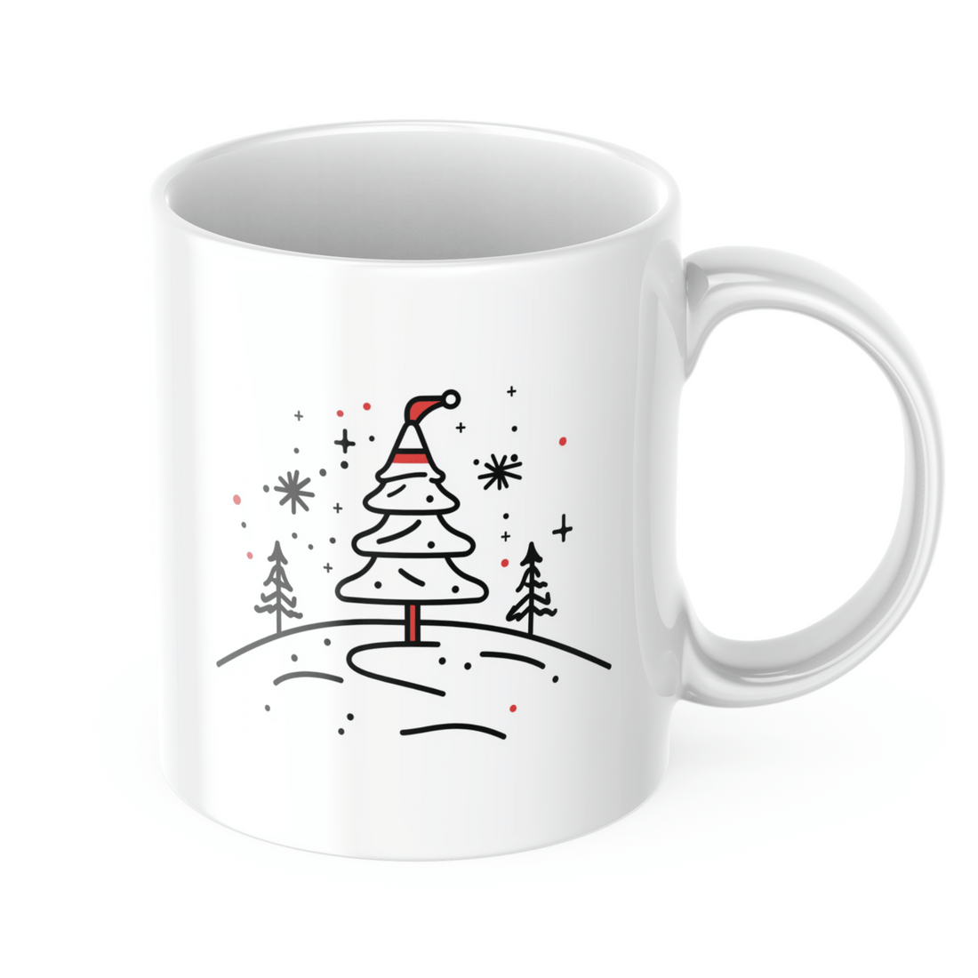 Festive Good Morning Mug Set | Christmas Tree & Santa Hat Design | Holiday Cheer for Coffee Lovers