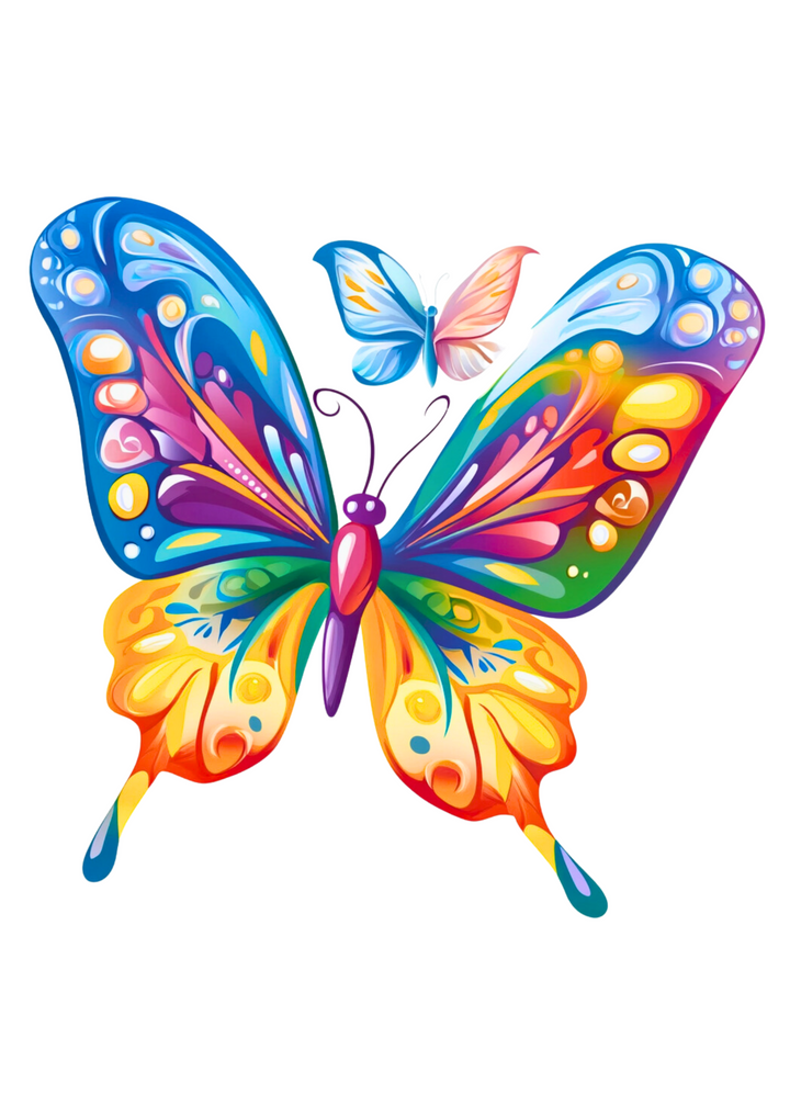 Colorful Butterfly Graphic T-Shirt | 100% Cotton White Tee with Vibrant Butterfly Design | Stylish and Comfortable Unisex Shirt