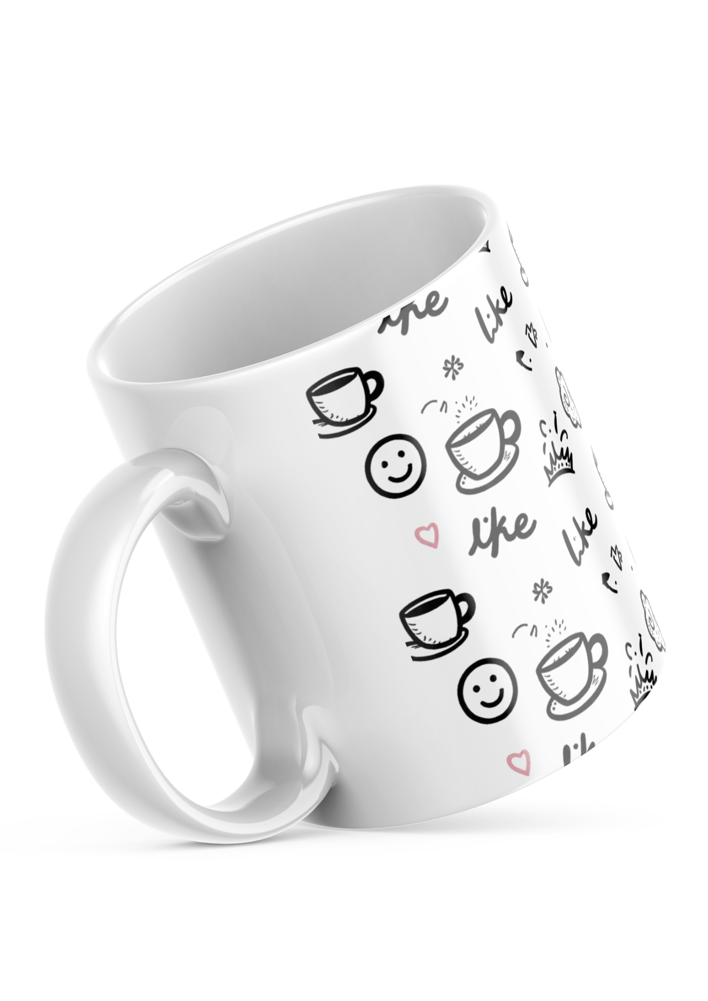 Handle detail Like Coffee Mug, cute doodle art