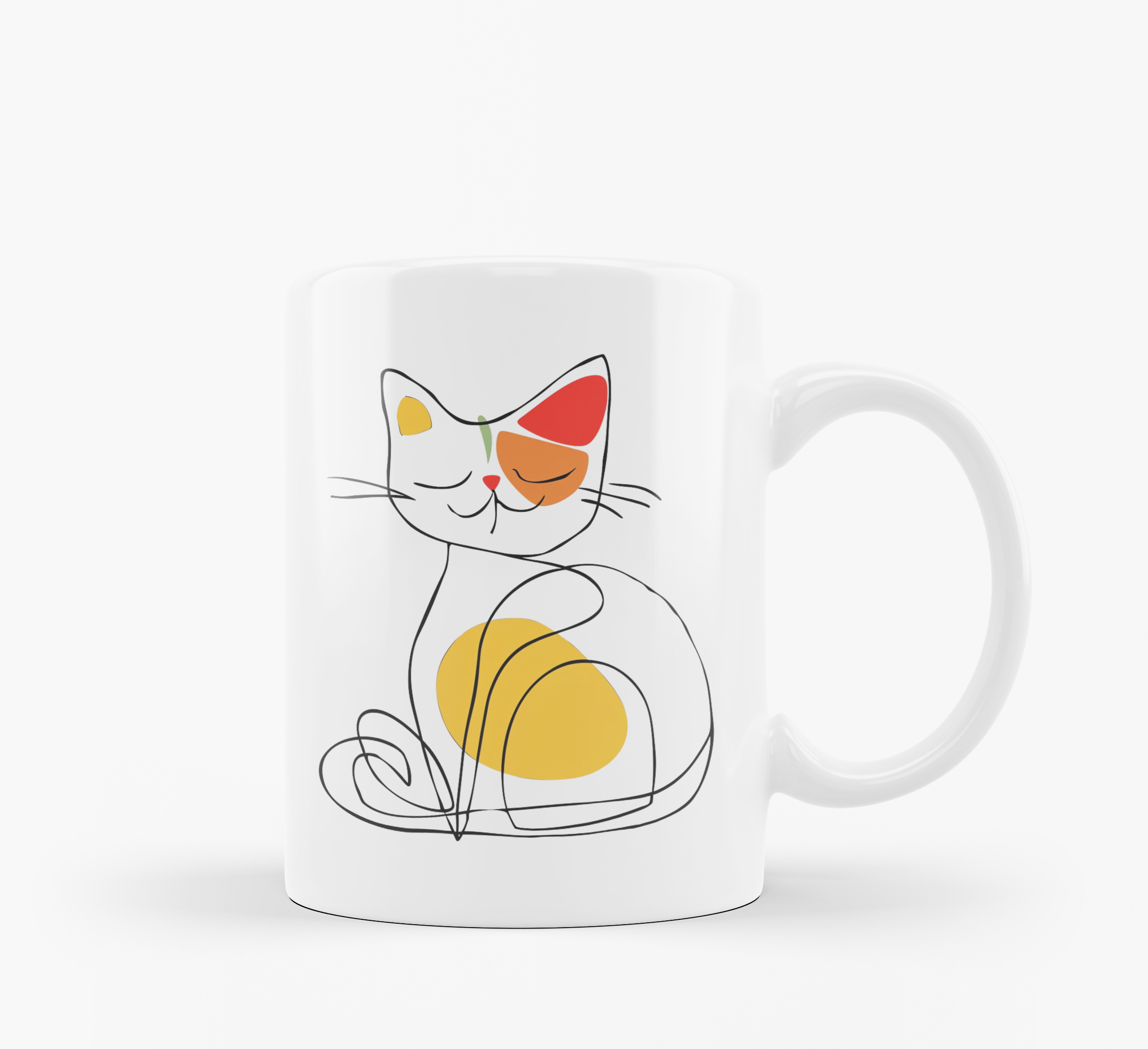 Top view of Minimalist Cat Mug 11oz, with Good Morning paw print
