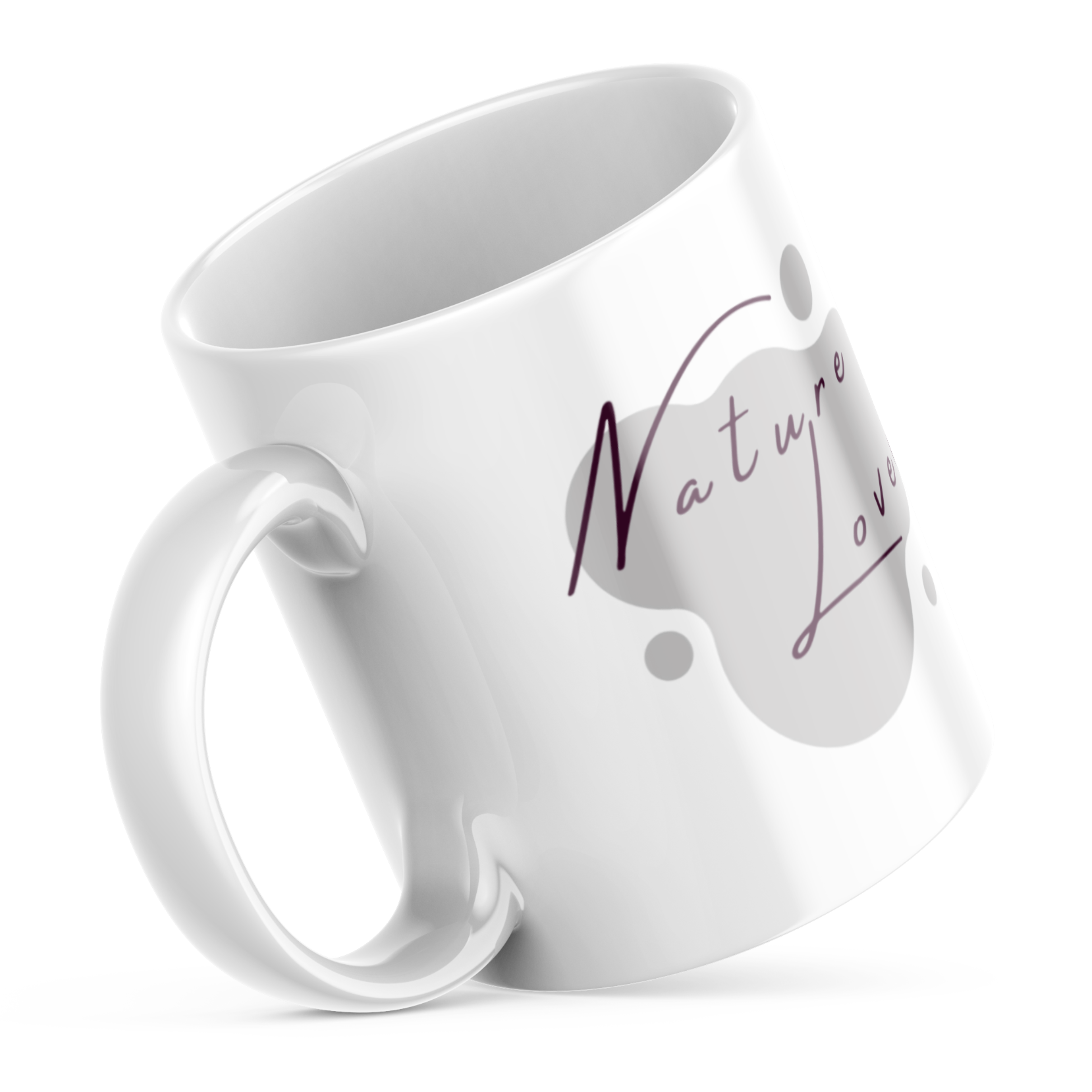 White ceramic mug with minimalist Nature Lover design