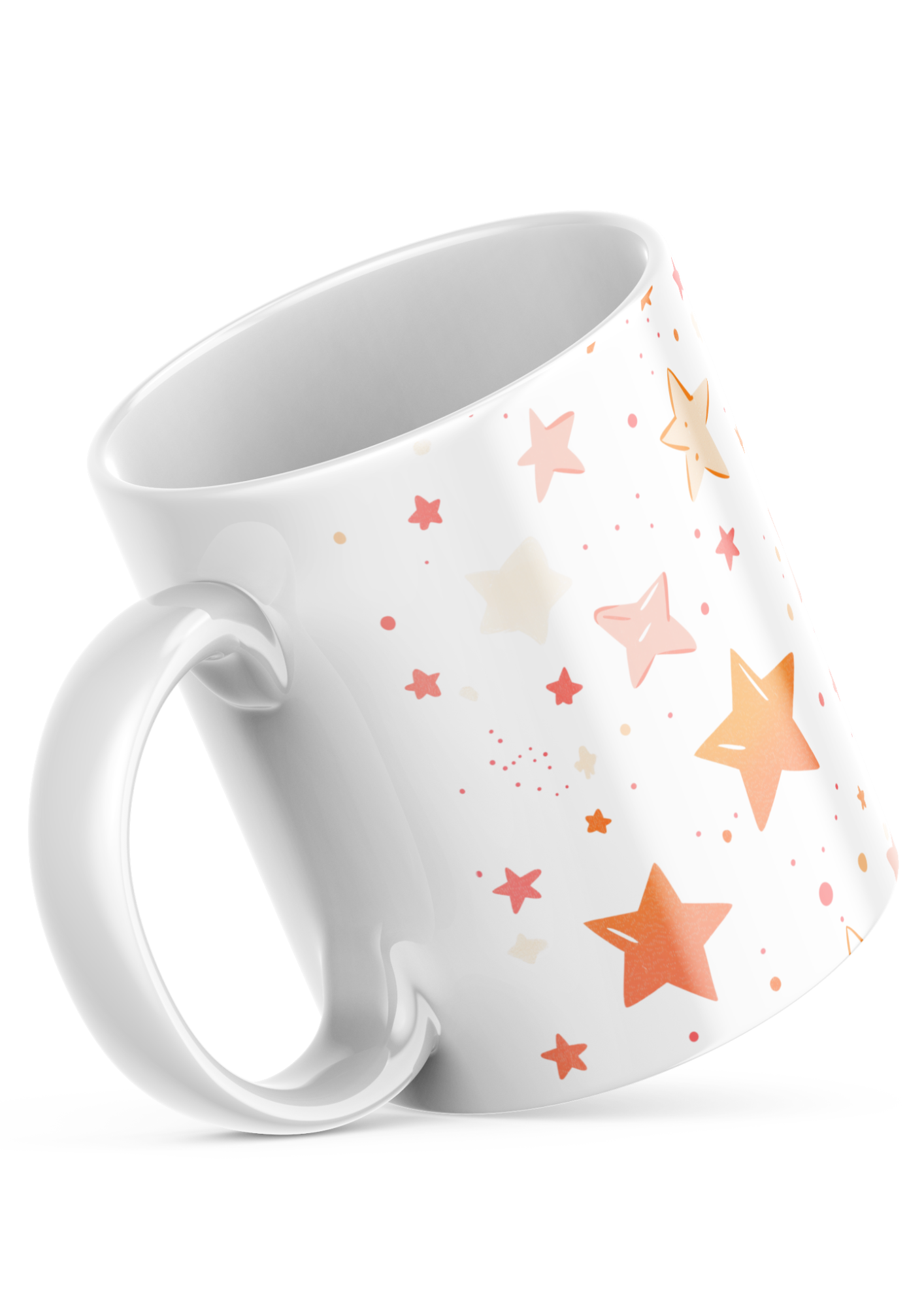 Closeup pastel stars pattern on 11oz ceramic mug