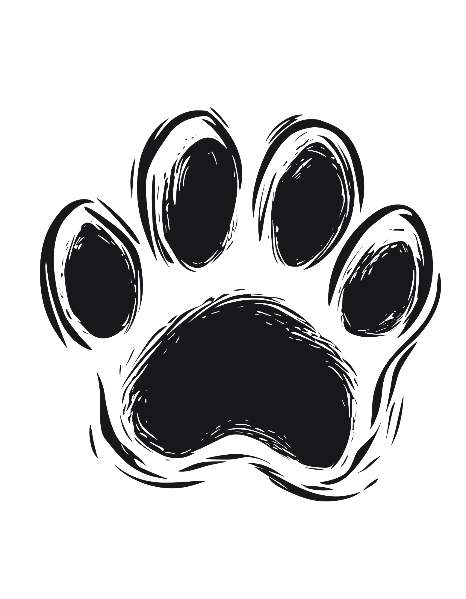 White t-shirt with black paw print minimalist design