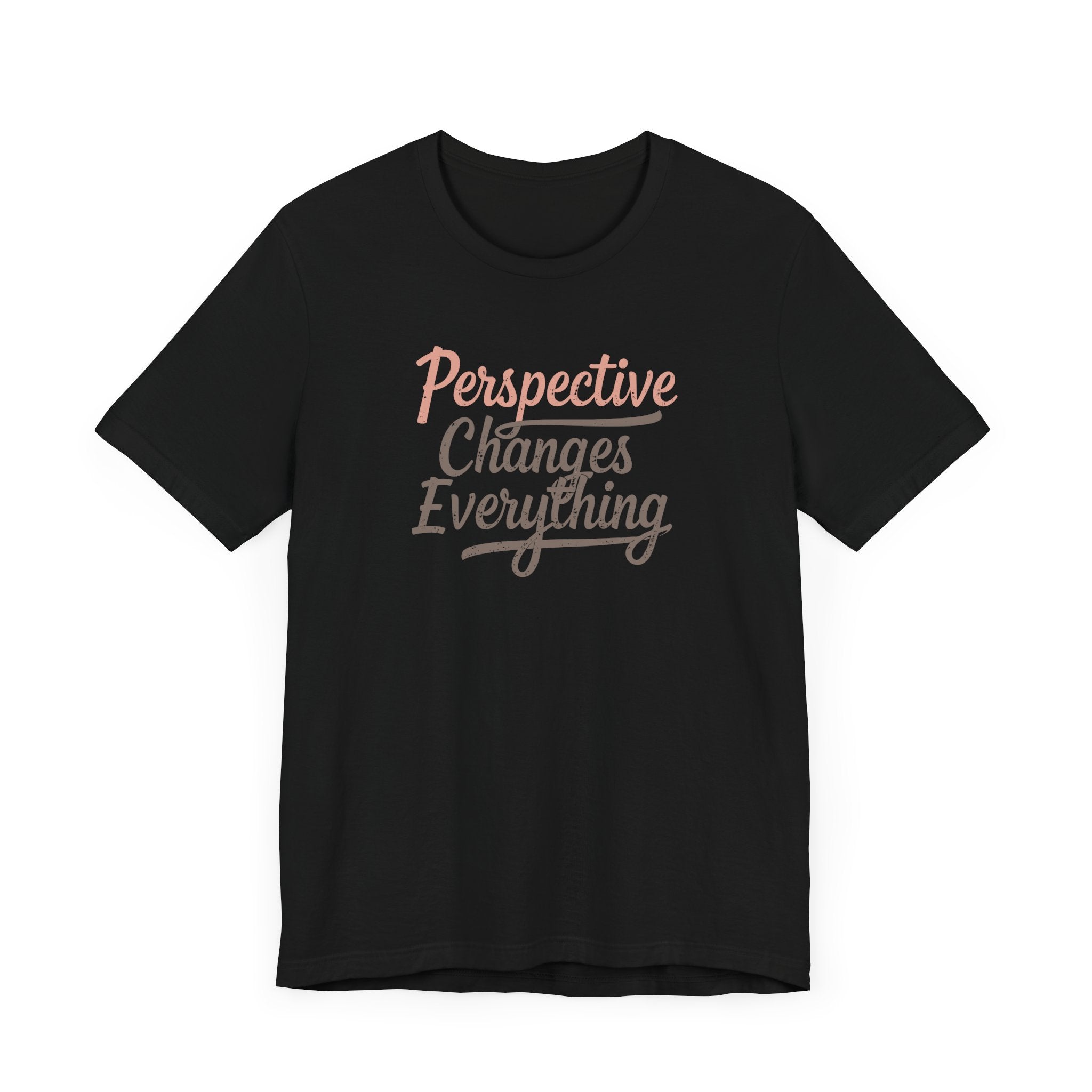 Lifestyle photo: “Perspective Changes Everything” tee styled with jeans, modern look