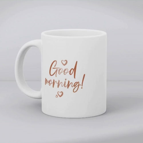 Aesthetic Good Morning mug 11oz with boho face line art design, a perfect ceramic coffee cup gift for her.
