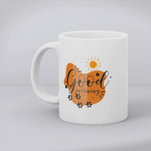 11oz ceramic mug with orange and black pet paw prints
