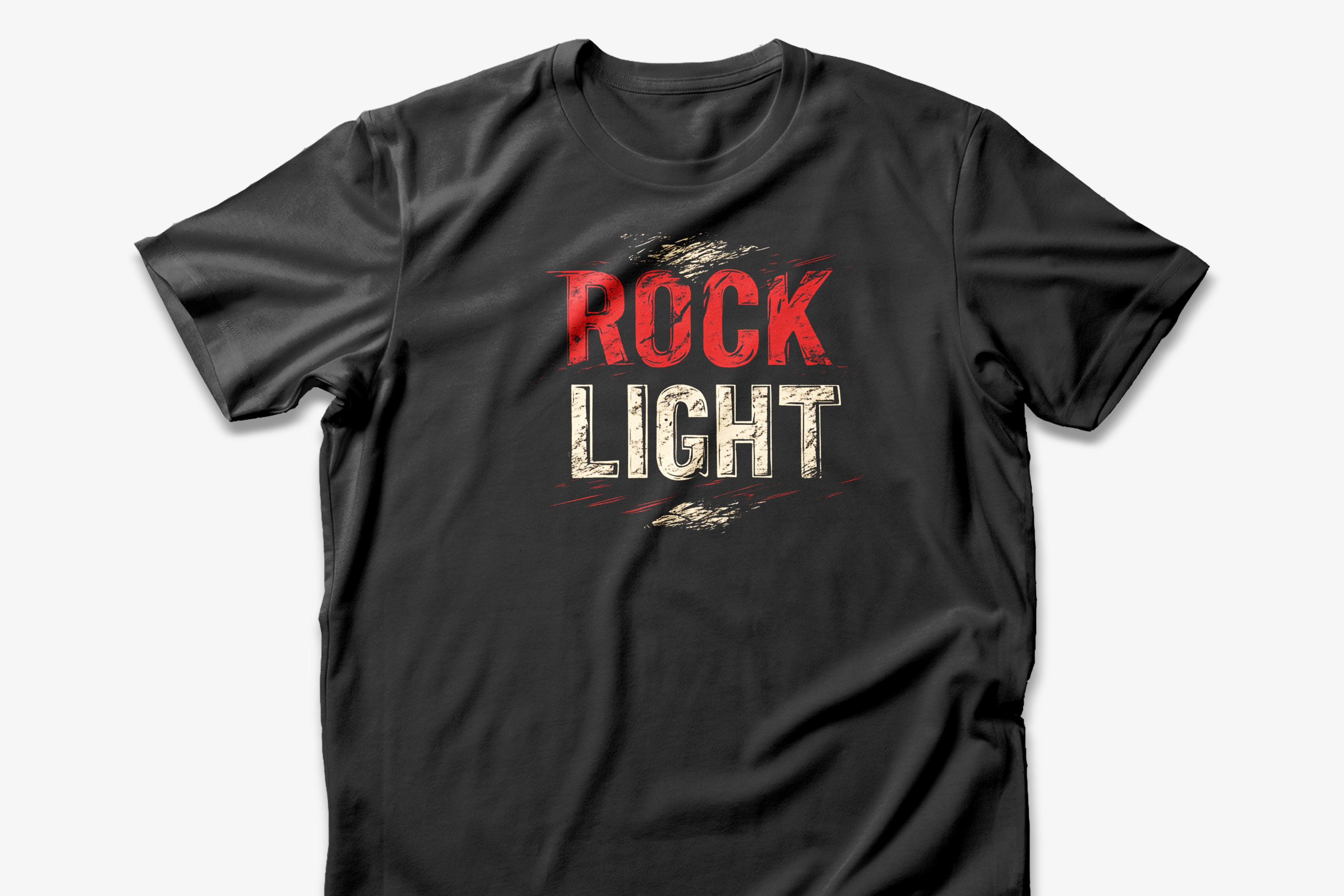 Side view Rock Light T-Shirt, bold music graphic, casual fit