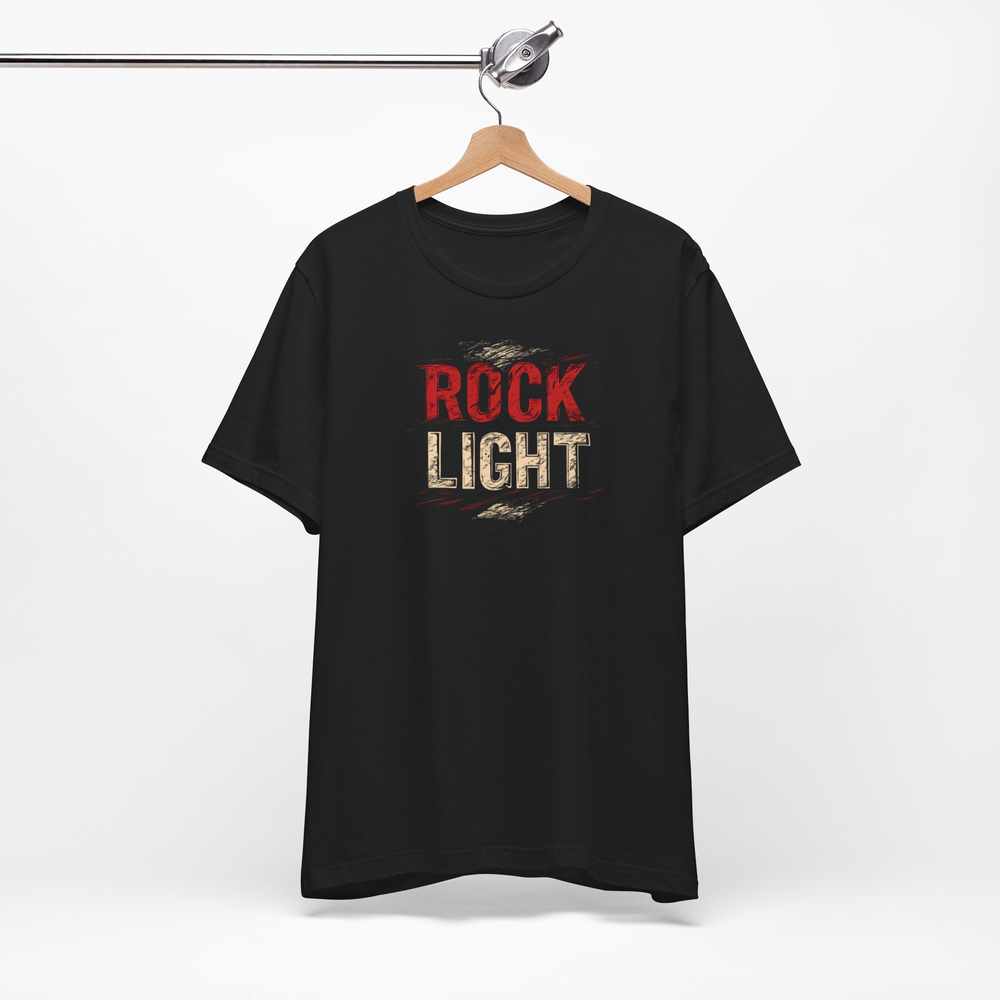 Rock Light T-Shirt size guide, chest and sleeve measurements