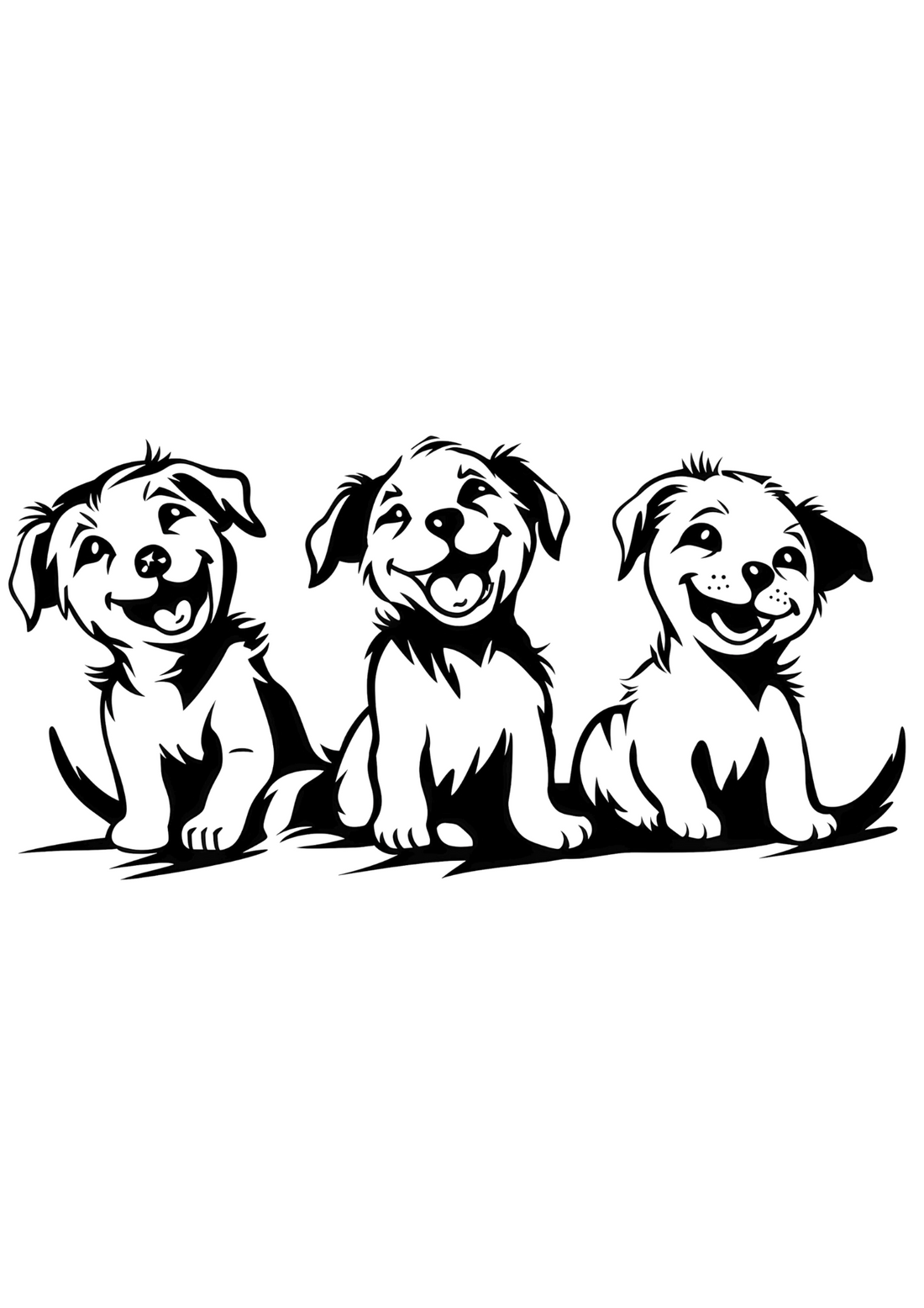 Three Puppies T-Shirt | White Cotton Tee with Adorable Dog Illustration | Stylish and Comfortable Unisex Shirt for Dog Lovers