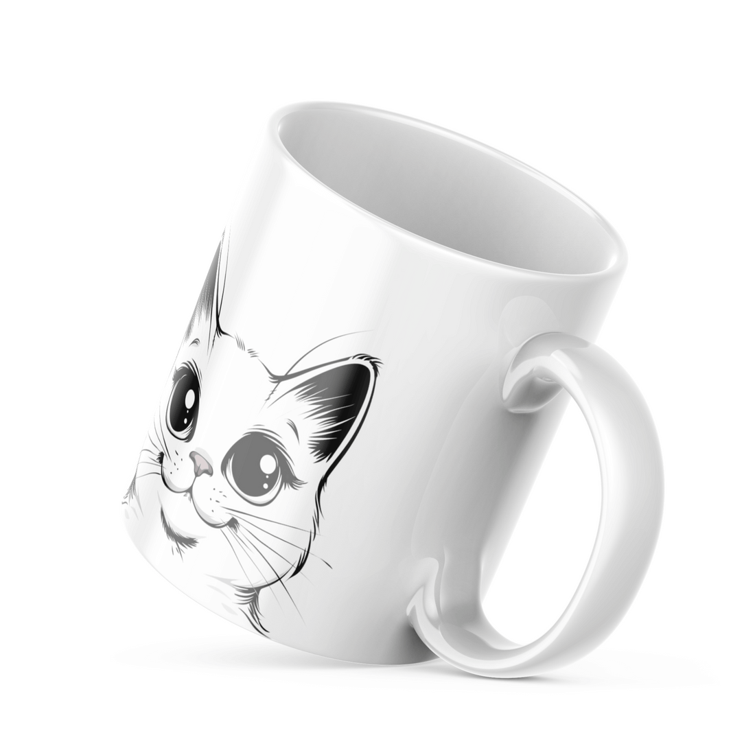 Cute Cat Face T-Shirt & Mug Set – Adorable Cat Lover Collection