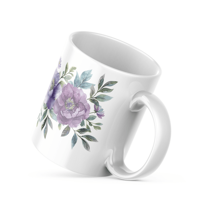 Elegant Purple Floral Mug Set | Watercolor Flower Design | Perfect for Tea & Coffee Lovers