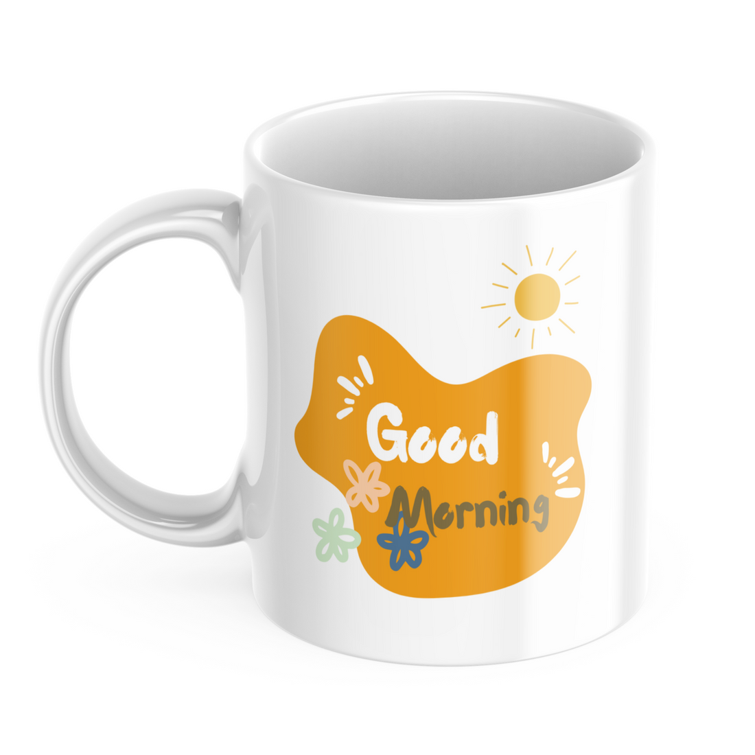Side view, watercolor couple and Good Morning mug for couples