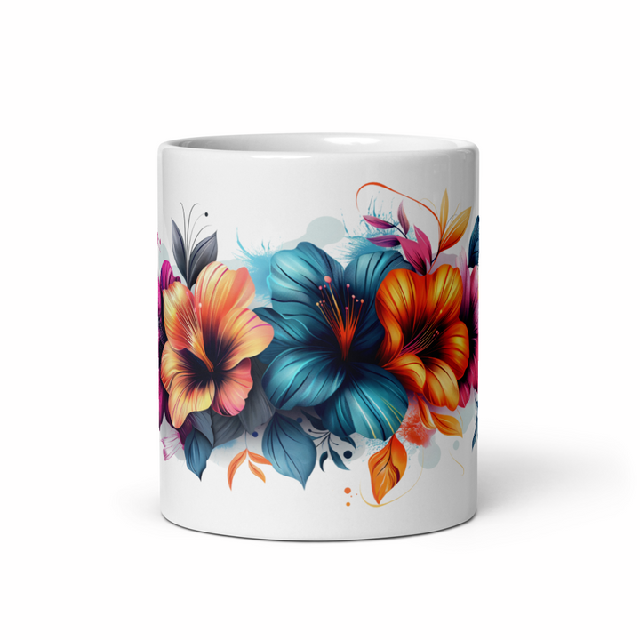 Floral Bloom Coffee Mug – 11oz Ceramic Mug with Vibrant Flower Design – Perfect Gift for Nature Lovers, Garden Enthusiasts, and Tea Drinkers – Dishwasher and Microwave Safe