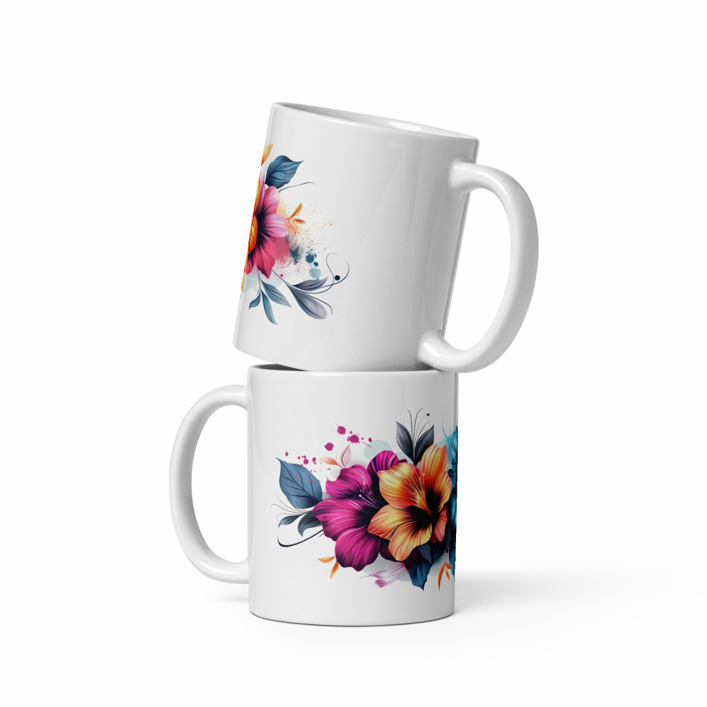 Floral Bloom Coffee Mug – 11oz Ceramic Mug with Vibrant Flower Design – Perfect Gift for Nature Lovers, Garden Enthusiasts, and Tea Drinkers – Dishwasher and Microwave Safe