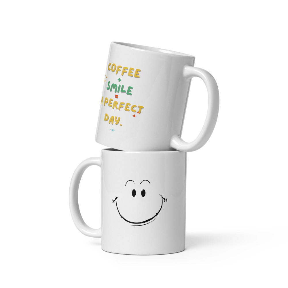 Coffee and Smile mug with motivational quote – perfect day ceramic cup