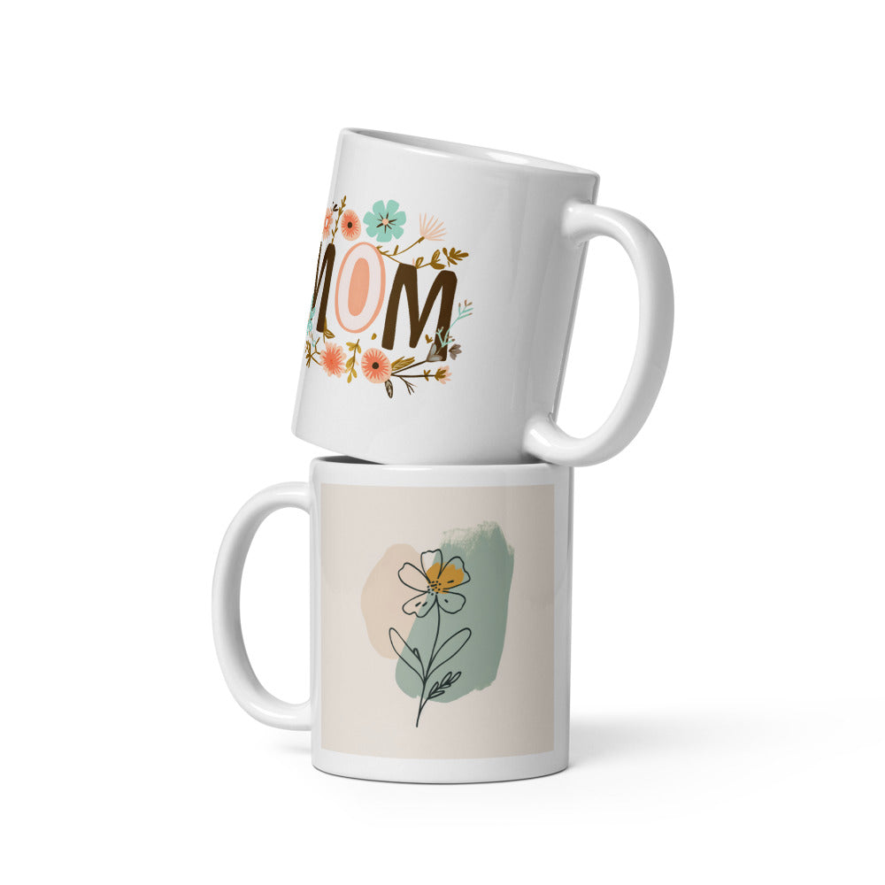 Ceramic mug with pastel flower design for mum