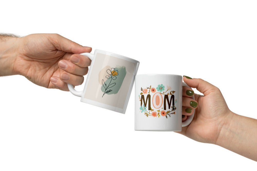 Ceramic mug with pastel flower design for mum