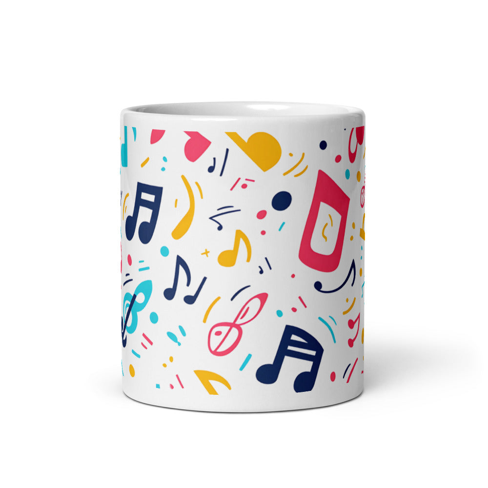 Colourful music notes mug for coffee or tea lovers