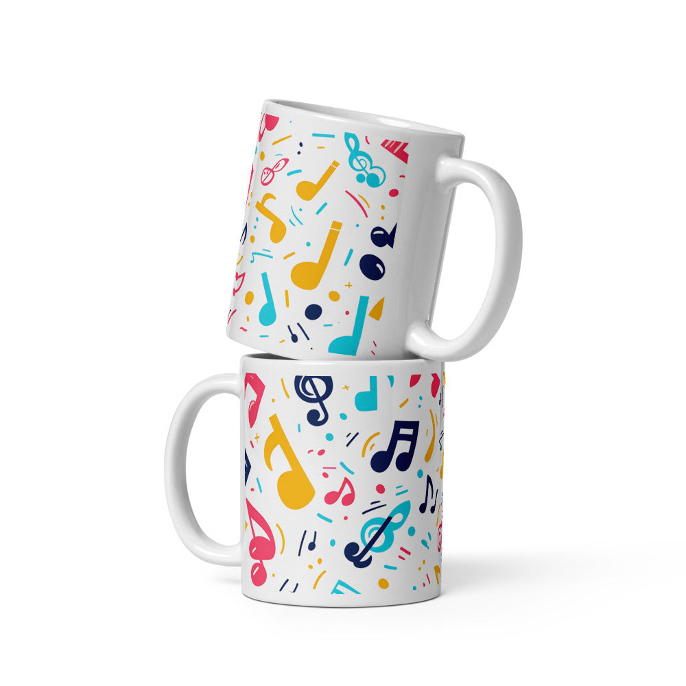 Colourful music notes mug for coffee or tea lovers