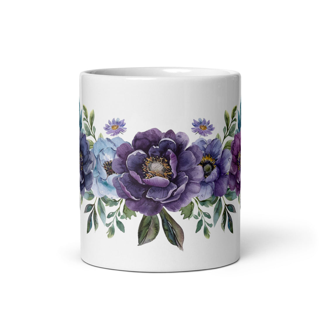 Elegant Purple Floral Mug Set | Watercolor Flower Design | Perfect for Tea & Coffee Lovers