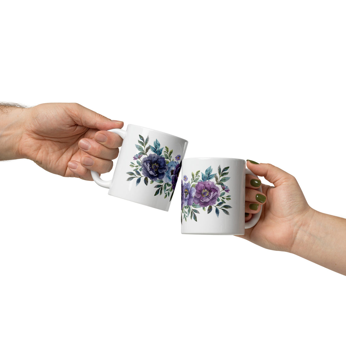 Elegant Purple Floral Mug Set | Watercolor Flower Design | Perfect for Tea & Coffee Lovers