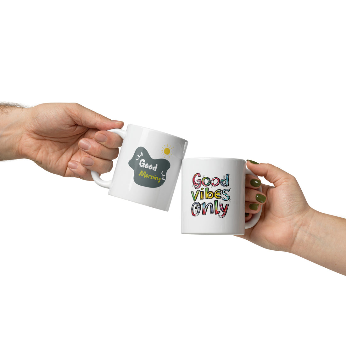 Good Vibes Only & Good Morning Mug Set | Positive Energy Mugs | Start Your Day Right!