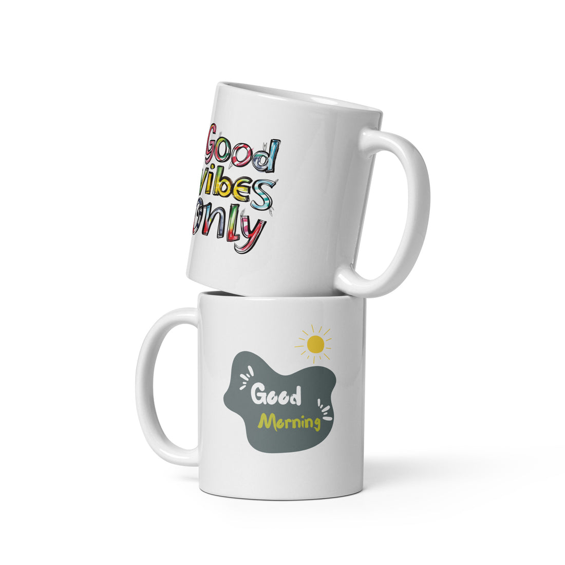 Good Vibes Only & Good Morning Mug Set | Positive Energy Mugs | Start Your Day Right!