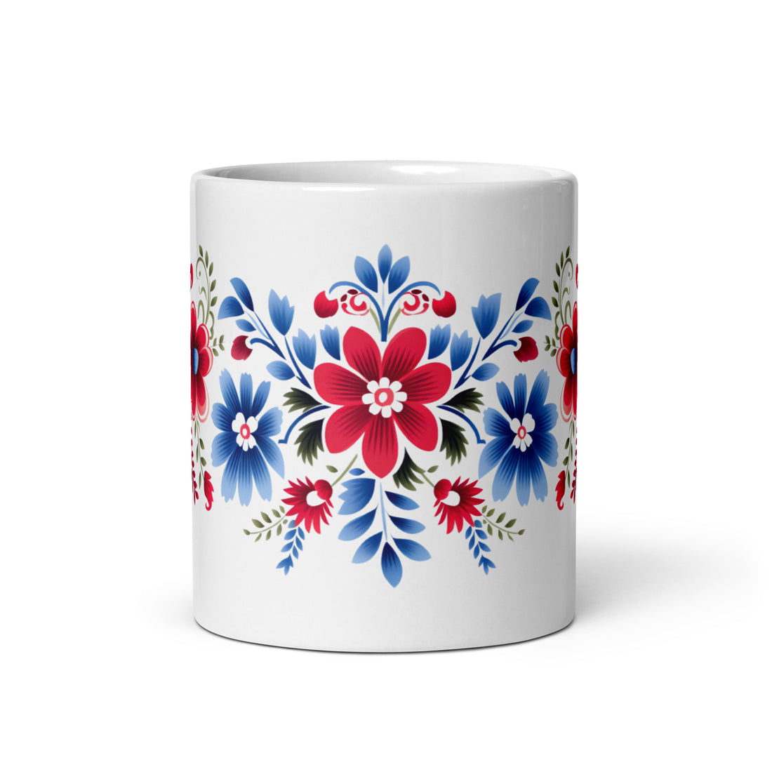 Folk Art Floral Mug Set | Traditional Flower Design | Boho Coffee Mugs