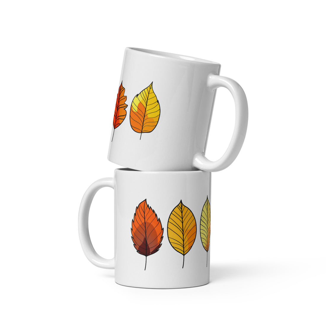 Autumn Leaves Mug Set | Fall Season Inspired Drinkware | Cozy Coffee Mugs for Fall Lovers