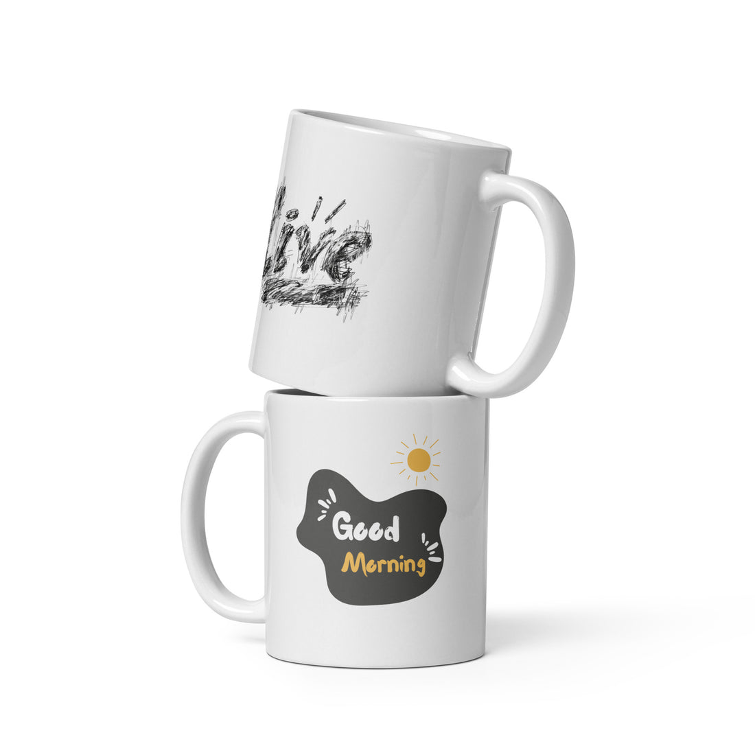 Good Morning & Grunge "Live" Mug Set | Bold and Uplifting Design | Start Your Day with Motivation