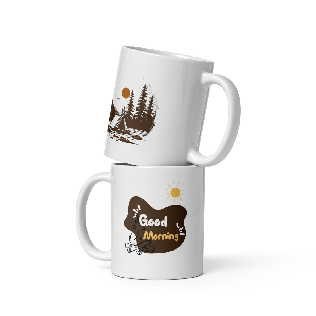 Good Morning & Campfire Adventure Mug Set | Rustic Nature Design | Perfect for Outdoor Lovers