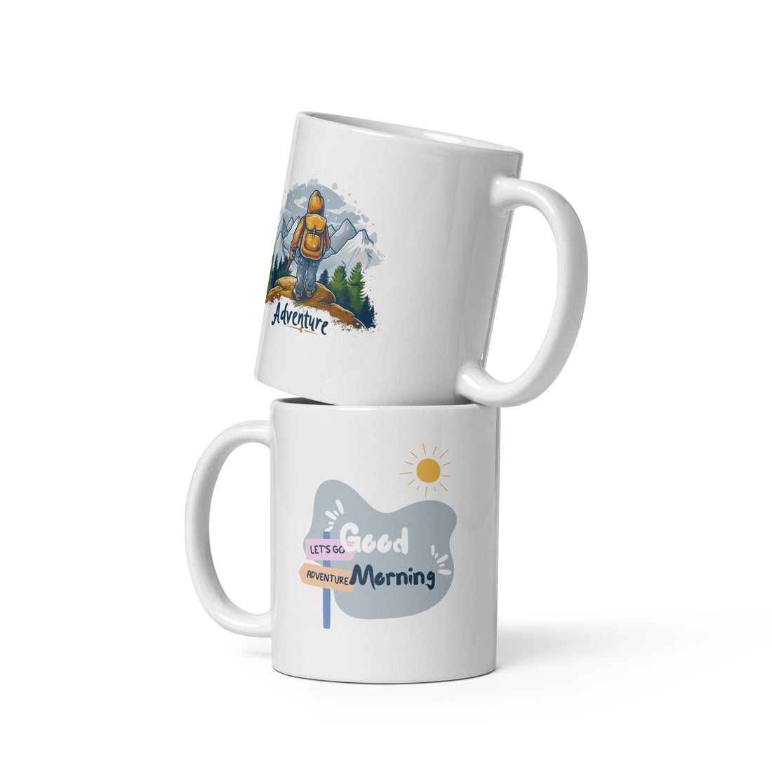 Adventure Awaits & Good Morning Mug Set | Outdoor Hiking Design | Perfect Gift for Adventure Lovers