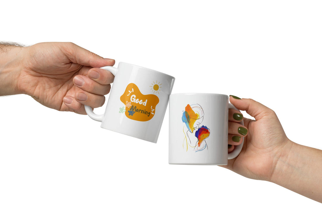 Watercolor couple mug in eco box, perfect gift for couples